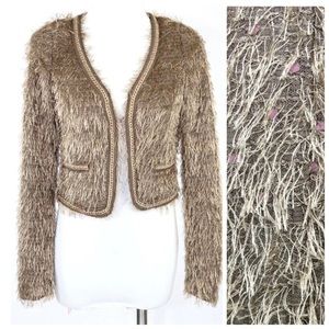 Bronze Brown Chain Detail Shag Jacket T1 XS $430